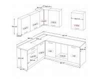 Rohová kuchynská linka Smile 180x240 - dub arlington / biela artic matná