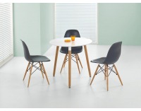 Okrúhly jedálenský stôl Socrates 80 - biely lesk / buk