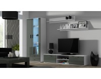 TV stolík Soho 180 - biela / sivý lesk