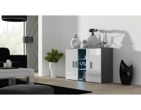 Komoda Soho S7 - sivá / biely lesk