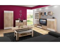 Komoda Solar SLR-03 - sonoma svetlá / biely lesk