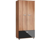 Šatníková skriňa Solo SOL-07 2D - slivka / čierny lesk