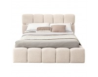 Čalúnená manželská posteľ s kovovým roštom Sorela 140x200 cm - béžová