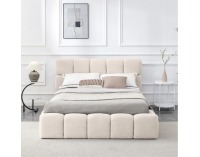 Čalúnená manželská posteľ s kovovým roštom Sorela 140x200 cm - béžová