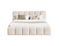 Čalúnená manželská posteľ s kovovým roštom Sorela 160x200 cm - béžová