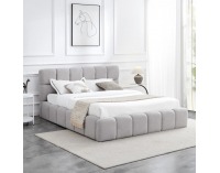 Čalúnená manželská posteľ s kovovým roštom Sorela 160x200 cm - sivá