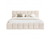 Čalúnená manželská posteľ s kovovým roštom Sorela 180x200 cm - béžová
