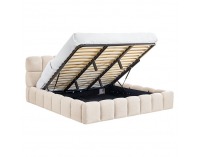 Čalúnená manželská posteľ s kovovým roštom Sorela 200x200 cm - béžová