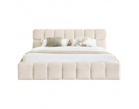 Čalúnená manželská posteľ s kovovým roštom Sorela 200x200 cm - béžová