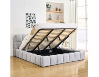 Čalúnená manželská posteľ s kovovým roštom Sorela 200x200 cm - sivá