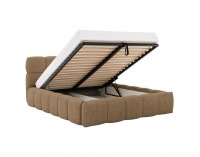 Čalúnená manželská posteľ s kovovým roštom Sorena 200x200 cm - svetlohnedá