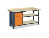 Pracovný stôl s dvoma policami SS02L/B/2PL90 - grafit / oranžová