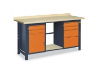 Pracovný stôl s jednou policou SS02L/C/PL45/E - grafit / oranžová