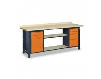 Pracovný stôl s dvoma policami SS03L/C/2PL90/E - grafit / oranžová
