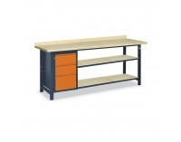 Pracovný stôl s dvoma policami SS03L/D/2PL135 - grafit / oranžová