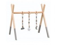 Montessori drevená hrazda Stares - prírodná / sivá