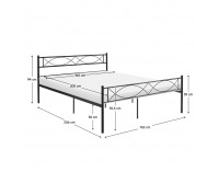 Kovová manželská posteľ s roštom Stelvia 160x200 cm - čierna