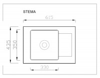 Granitový kuchynský drez Stema 61,5x43,5 cm - čierna