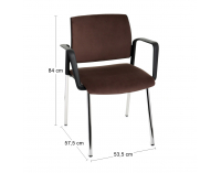 Konferenčná stolička s podrúčkami Steny Arm - tmavohnedá / čierna / chróm