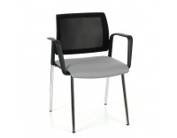Konferenčná stolička s podrúčkami Steny Net Arm - sivá / čierna / chróm