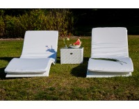Záhradné lehátko so stolíkom (2 ks) Successo - biela
