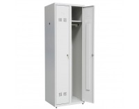Kovová šatňová skriňa s dvoma komorami SUP E300-02 - svetlosivá