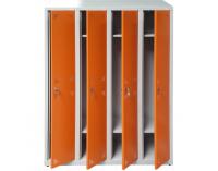 Školská šatňová skrinka s vetracími otvormi SUS 300 04 - svetlosivá / oranžová