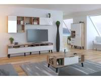 Obývacia izba Sven - sonoma svetlá / biely lesk