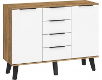 Komoda Sven SVN-02 - dub burgundský / biely lesk