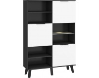 Regál Sven SVN-09 - čierna / biely lesk