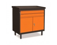 Dielenská skrinka s dvierkami a zásuvkami SW01G/2C - grafit / oranžová
