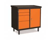 Dielenská skrinka s dvierkami a zásuvkami SW01G/EA - grafit / oranžová