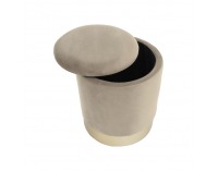 Taburetka s úložným priestorom Aniza - sivohnedá (taupe) / zlatá