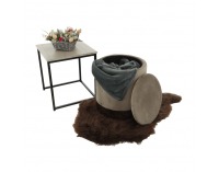 Taburetka s úložným priestorom Aniza - sivohnedá (taupe) / zlatá