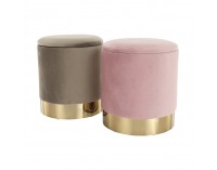 Taburetka s úložným priestorom Aniza - sivohnedá (taupe) / zlatá