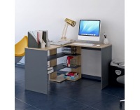 Rohový PC stôl Tamari - dub artisan / grafit