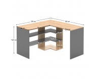 Rohový PC stôl Tamari - dub artisan / grafit