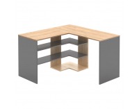 Rohový PC stôl Tamari - dub artisan / grafit