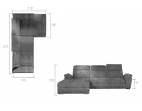 Rohová sedačka s rozkladom a úložným priestorom Tarragon L - tmavosivá (Paros 06)
