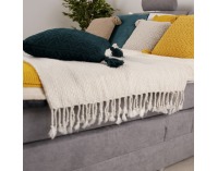 Pletená deka so strapcami Tavau 150x200 cm - béžová / vzor