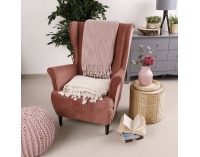 Pletená deka so strapcami Tavau 150x200 cm - béžová / vzor