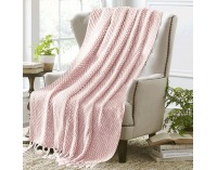 Pletená deka so strapcami Tavau 150x200 cm - staroružová