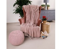 Pletená deka so strapcami Tavau 150x200 cm - staroružová