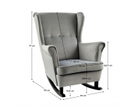 Hojdacie kreslo ušiak Teja - svetlosivá / čierna