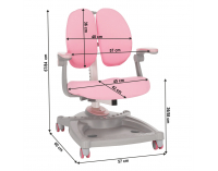 Detská stolička s podnožkou Tejla - ružová / sivá