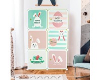 Detská modulárna skrinka Tekin - zelená / detský vzor