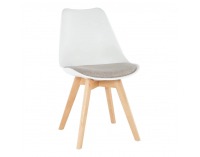 Jedálenská stolička Damara - biela / sivobéžová / buk