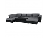 Rohová sedačka U s rozkladom Lemon L - čierna / svetlosivá