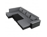 Rohová sedačka U s rozkladom Lemon L - čierna / svetlosivá