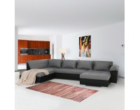 Rohová sedačka U s rozkladom Lemon L - čierna / svetlosivá